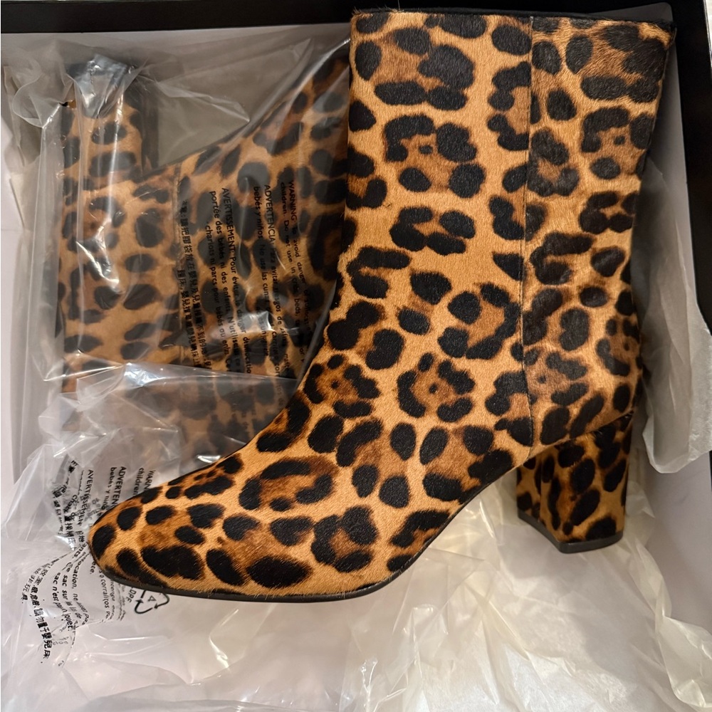 J.Crew calf hair Leopard Print Ankle Boots